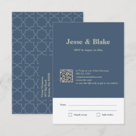Blaue Hochzeit mit Latticework-Muster RSVP Karte
