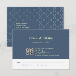 Blaue Hochzeit mit Latticework-Muster RSVP Karte