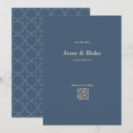 Blaue Hochzeit mit Latticework Pattern Einladung