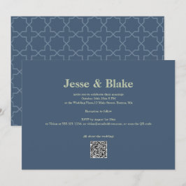 Blaue Hochzeit mit Latticework Pattern Einladung