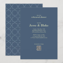 Blaue Hochzeit mit Latticework Pattern Einladung