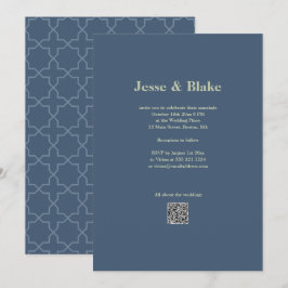 Blaue Hochzeit mit Latticework Pattern Einladung