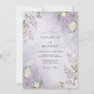 Blaue Hochzeit mit lila Schattierungen Einladung