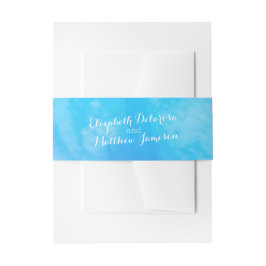 Blaue Hochzeit mit Wasserfarbe Einladungsbanderole