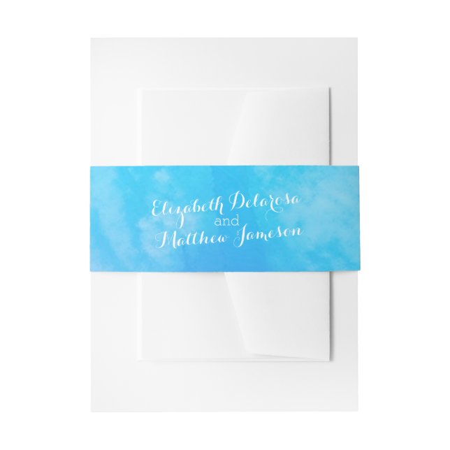 Blaue Hochzeit mit Wasserfarbe Einladungsbanderole (Vorderseite Beispiel)