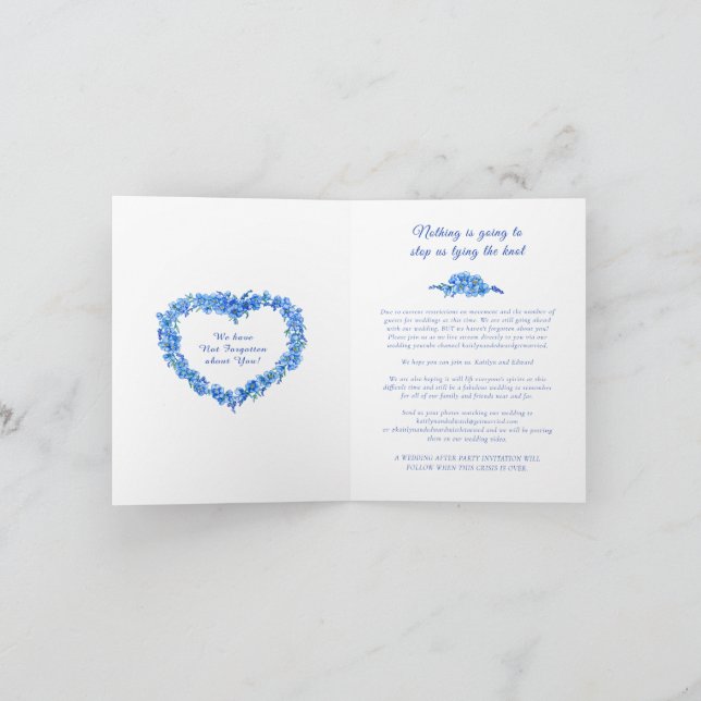 Blaue Hochzeit ohne Herz Ankündigung (Innenseite)