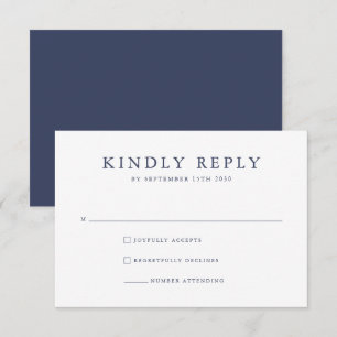 Blaue Hochzeit RSVP Karte