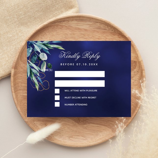 Blaue Hochzeit von Navy RSVP Karte (Von Creator hochgeladen)