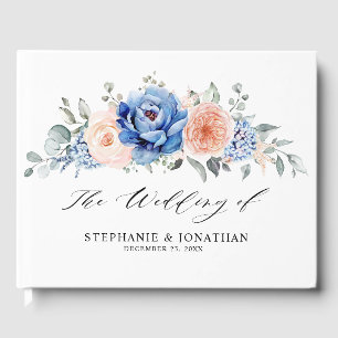 Blaue Hochzeit von Navy Slate Dusty Blush Pink Flo Gästebuch