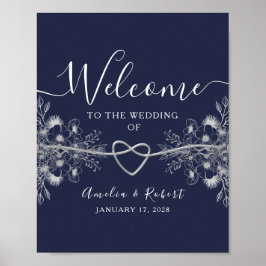Blaue Hochzeit-Willkommenspender Poster