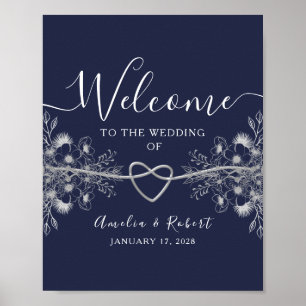 Blaue Hochzeit-Willkommenspender Poster