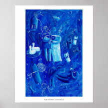 Blaue Hochzeit zeitgenössische Malerei Print