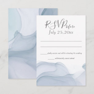 Blaue Hochzeitreaktion der Wasserfarbenbewegung Einladung