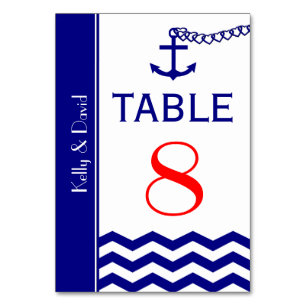 Blaue Hochzeitskarte der Nautischen Tischnummer