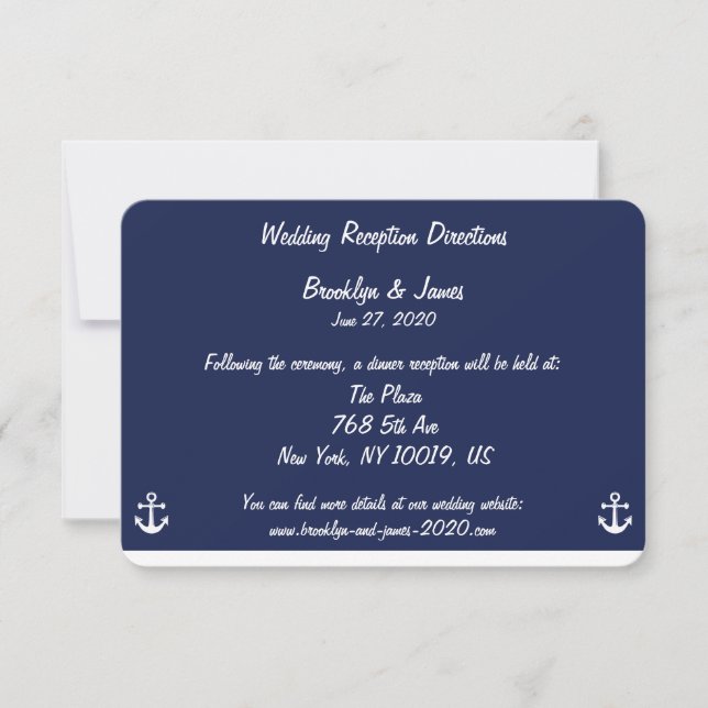 Blaue Hochzeitskarten und Anleitungen für Navy Einladung (Vorderseite)