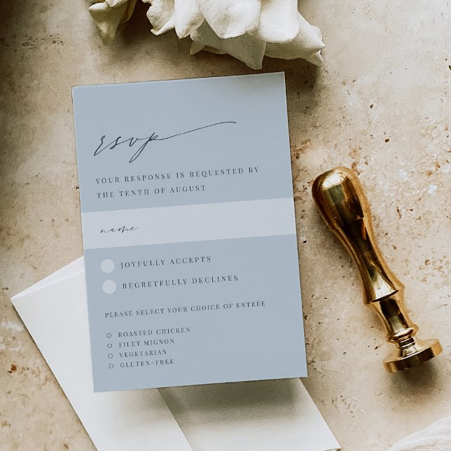 Blaue Hochzeitsmahlzeit - Auswahl RSVP Karte (Von Creator hochgeladen)