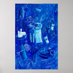 Blaue Hochzeitsmalerei Zeitgenössische Kunst druck Poster