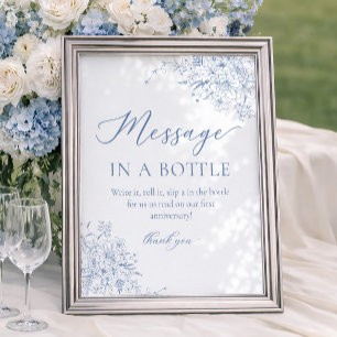 Blaue Hochzeitsnachricht in einer Flasche Poster