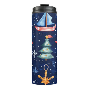 BLAUE HOLIDAY CHRISTMAS NAUTICAL THEMA THERMOSBECHER