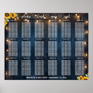 Blaue Holz-Lichterketten für 18 Tische Hochzeitssi Poster