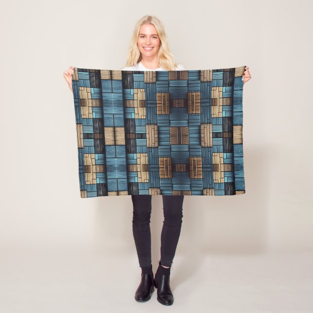 Blaue Holzblock-Musterdecke Fleecedecke (Beispiel)