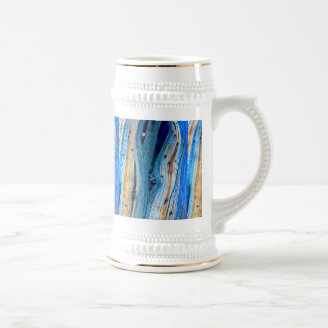 blaue Holzbretter Bierglas (Rechts)