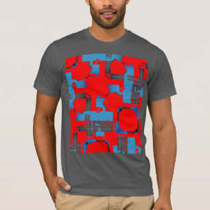 Blaue Holzkohle Rote Diagonale Abstrakte MCM-inspi T-Shirt