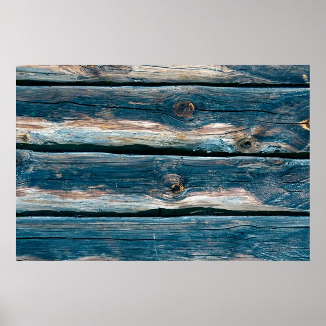 Blaue Holzmauer. Abstrakter Hintergrund und Poster (Vorne)