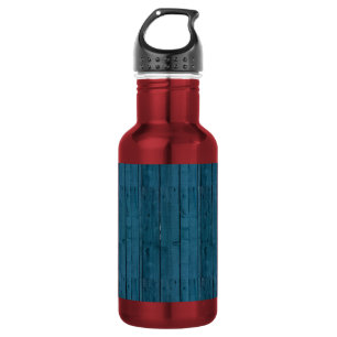 Blaue Holzplanken Edelstahlflasche
