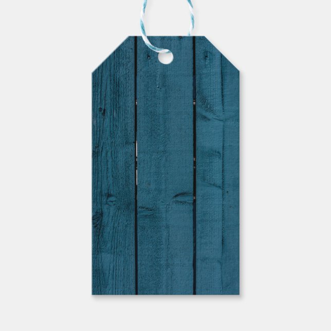 Blaue Holzplanken Geschenkanhänger (Vorderseite)