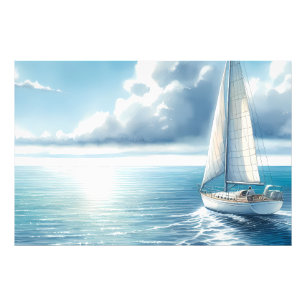 Blaue Horizont-Segelyacht Fotodruck