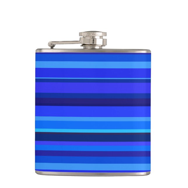 Blaue horizontale Streifen Flachmann (Vorderseite)