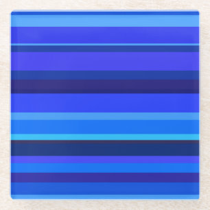 Blaue horizontale Streifen Glasuntersetzer