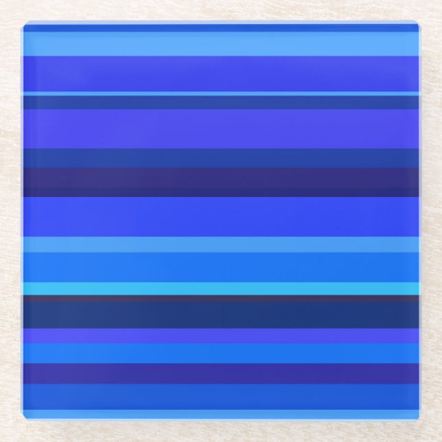 Blaue horizontale Streifen Glasuntersetzer (Vorderseite)