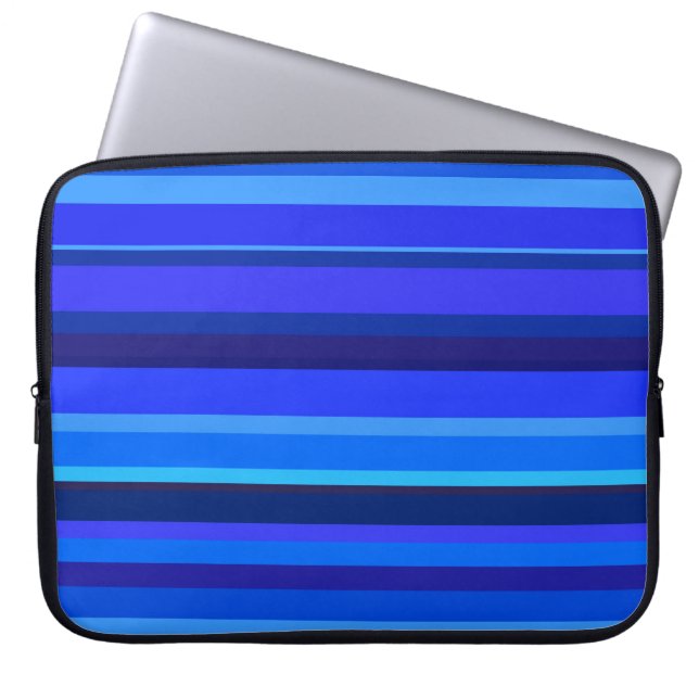 Blaue horizontale Streifen Laptopschutzhülle (Vorderseite)
