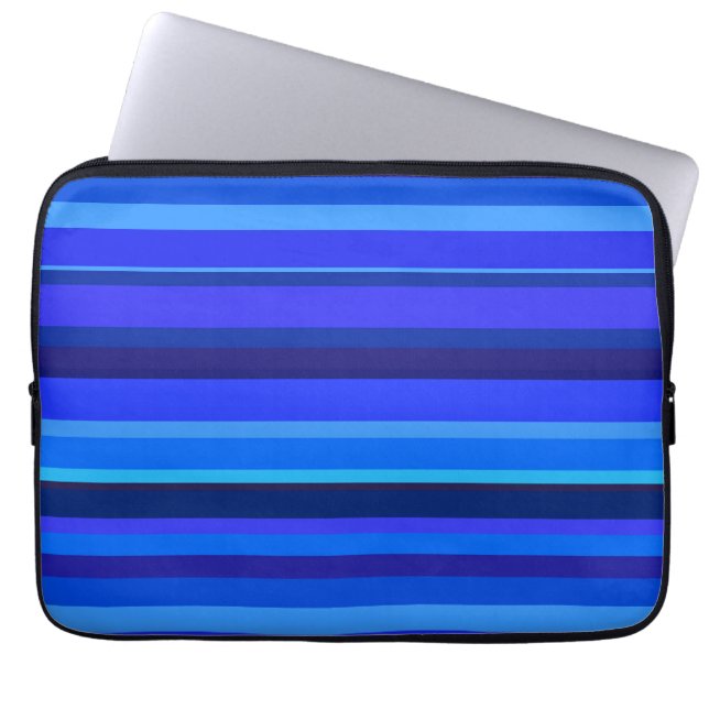 Blaue horizontale Streifen Laptopschutzhülle (Vorderseite)
