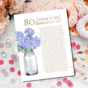 Blaue Hortensie 80 Dinge, die wir an dir lieben 70 Poster