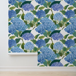 Blaue Hortensie Aquarell Florale Küsten Tapete