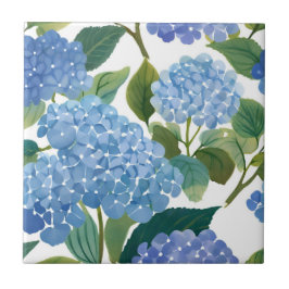 Blaue Hortensie Aquarell Florale Küstenoptik Fliese