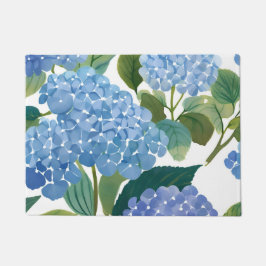 Blaue Hortensie Aquarell Florale Küstenoptik Fußmatte