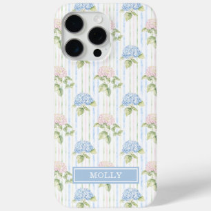 Blaue Hortensie Aquarell-Gestreifte Personalisiert Case-Mate iPhone Hülle