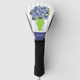 Blaue Hortensie Blau gestreifte Monogramm-Muster Golf Headcover