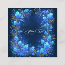 Blaue Hortensie Gold Himmlischer Rahmen Mitternach