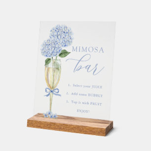 Blaue Hortensie, Goldene Mimosen Bar Douche Acrylschild