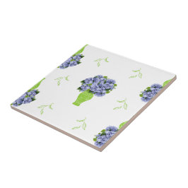 Blaue Hortensie Grüne Vase Küstenmuster Fliese