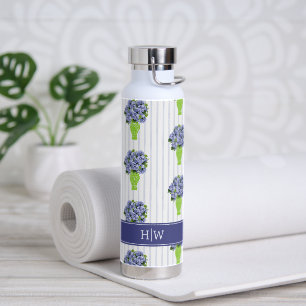 Blaue Hortensie Grüne Vase Küstenstreifenmuster Trinkflasche