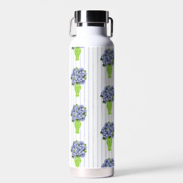 Blaue Hortensie Grüne Vase Küstenstreifenmuster Trinkflasche