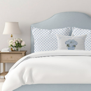 Blaue Hortensie in Chinoiserie-Pflanzkübel-Kissen Dekokissen