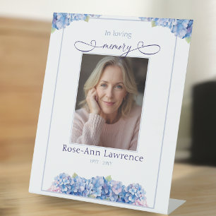 Blaue Hortensie In Loving Memory Tribut Gedenken Sockelschild