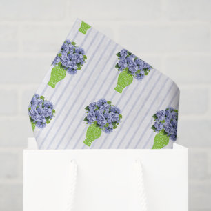 Blaue Hortensie Küstenflorales Muster Grüne Vase Seidenpapier